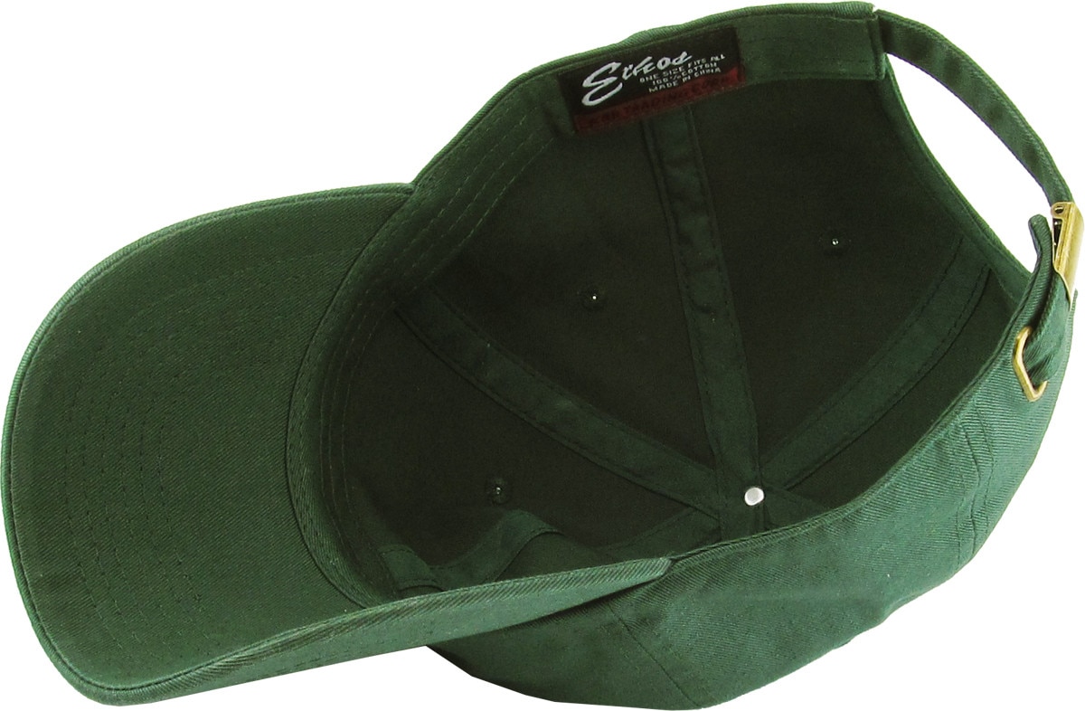 Hunter Green Low Profile Baseball Caps Inside Turned Over View